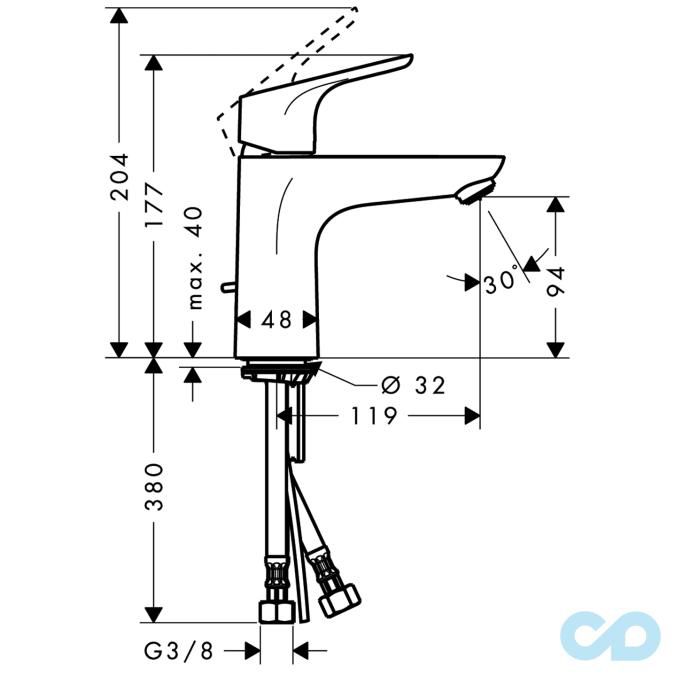 чертеж Набор смесителей для ванны Hansgrohe Focus 1092019