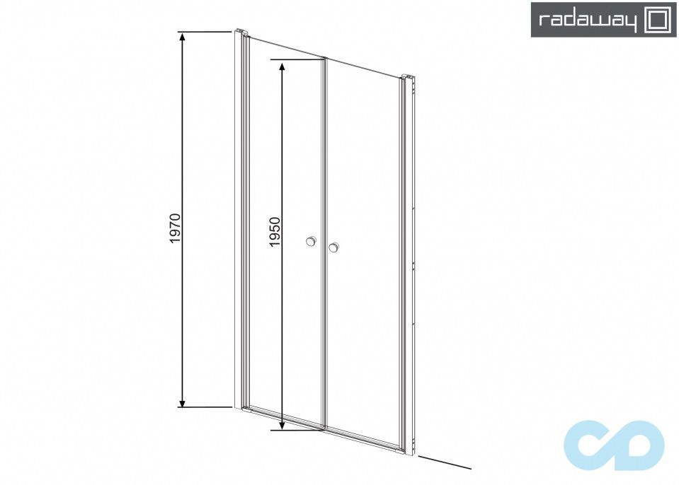 техническая схема Душевые двери Radaway Eos DWD 90 арт. 37703-01-12N (инмато)