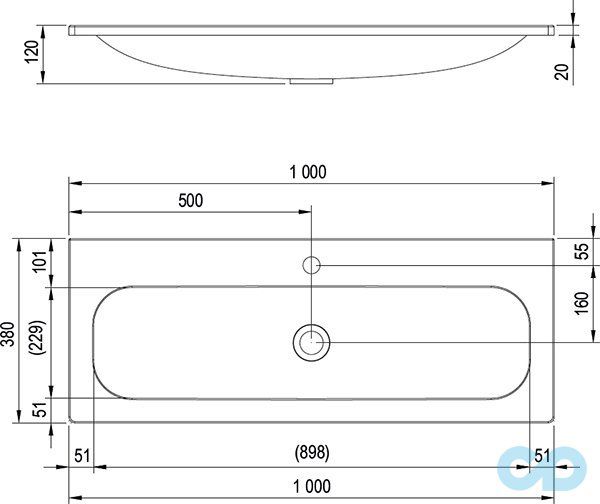 техническая схема Тумба Ravak SD Ring 1000 + умывальник Ring 1000 X000000769 + XJK01110000