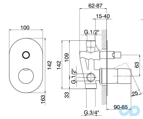 технічна схема Душова система Flaminia Fold FL2570