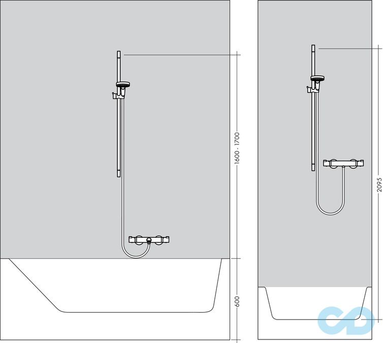 технічна схема Душовий набір Hansgrohe ShowerTablet Select 27027400