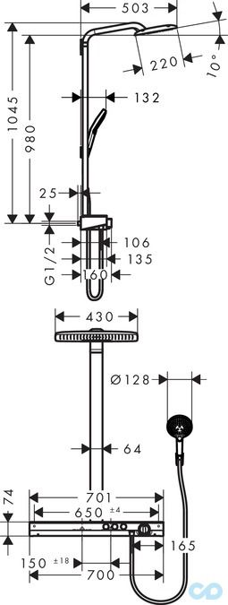 Душевая система Hansgrohe Rainmaker Select 420 2jet Showerpipe 27168400 купить