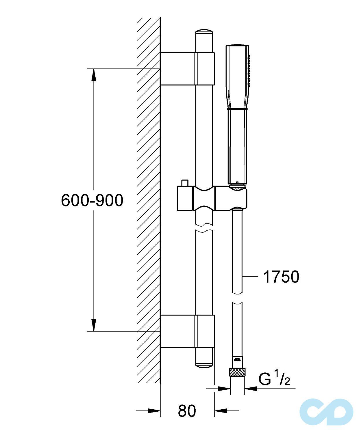 чертеж Душевой набор Grohe Grandera Stick 26038000