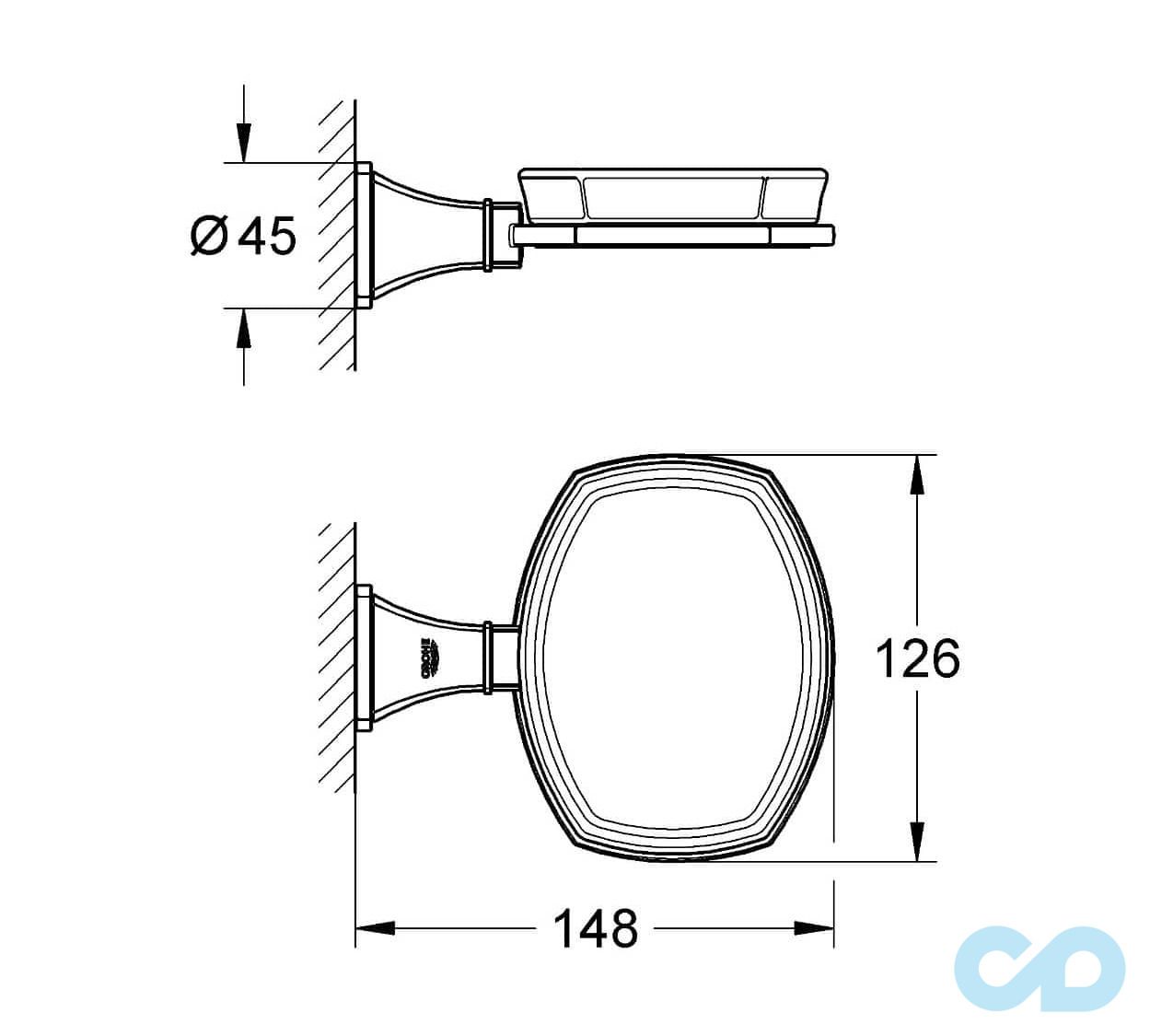 креслення Мильниця Grohe Grandera 40628IG0