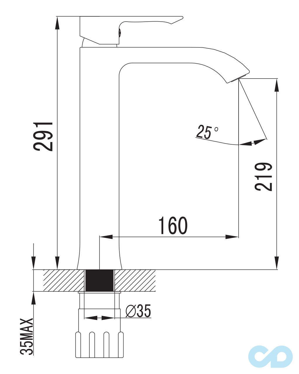 размер смеситель для раковины imprese vyskov 05340 (h)