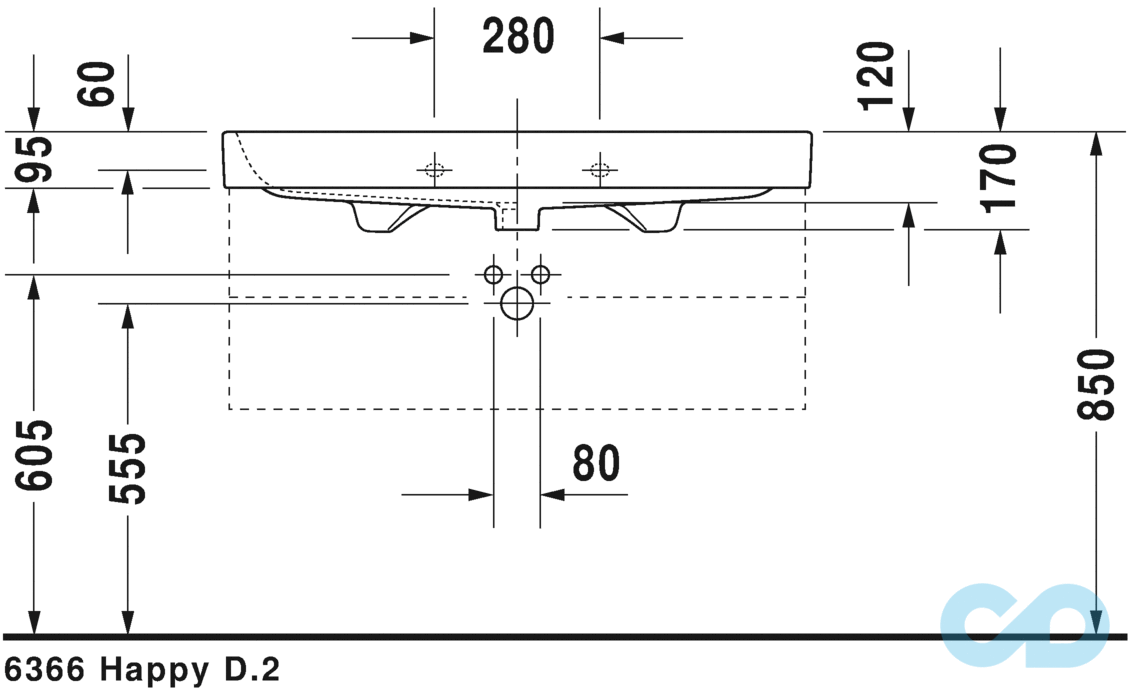 размер раковина duravit happy d.2 2318100000