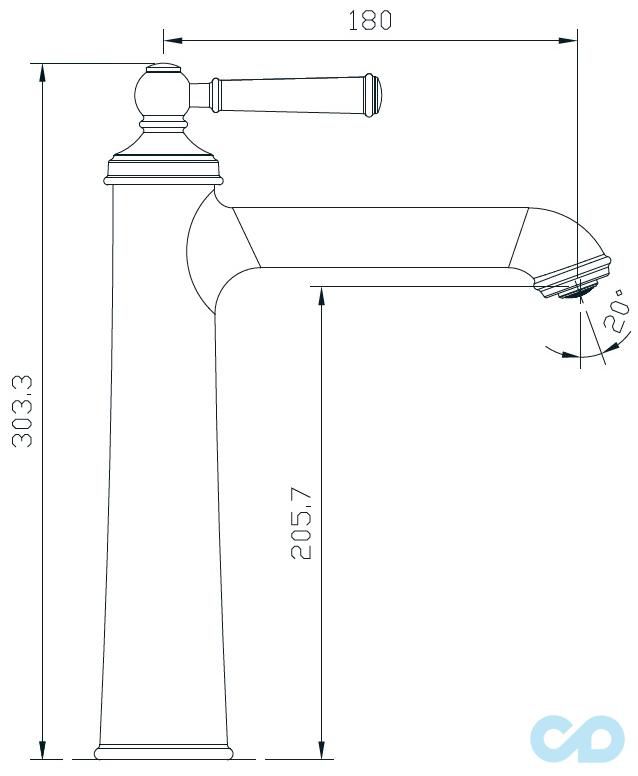чертеж Высокий смеситель для раковины Imprese Hydrant ZMK031806011