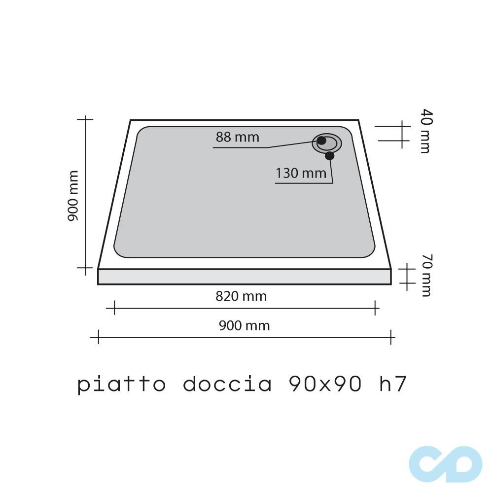 чертеж Душевой поддон из натурального камня 90x90 Imso ISPIDOQUB