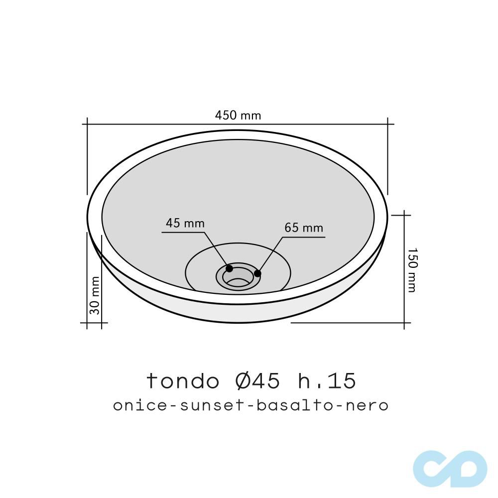 чертеж Накладная раковина 45x45 Imso ISLATOONI