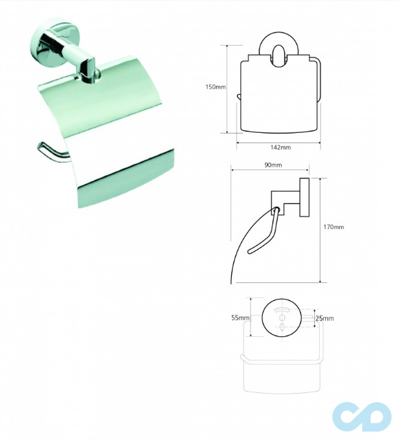 чертеж Держатель туалетной бумаги Bemeta Omega 104212012 хром с крышкой