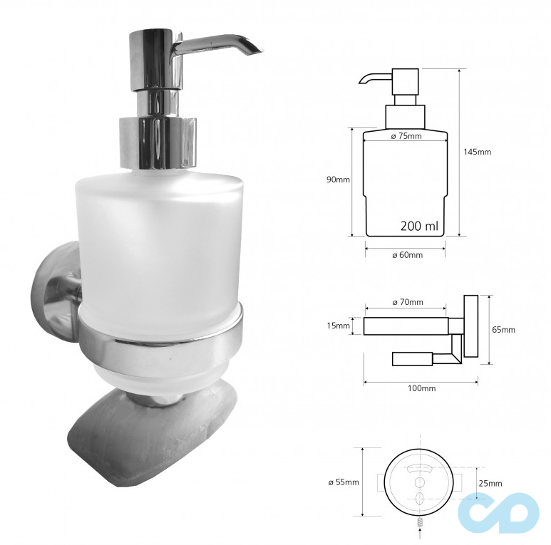 чертеж Дозатор для жидкого мыла Bemeta Omega 104109182 хром с магнитной мыльницей