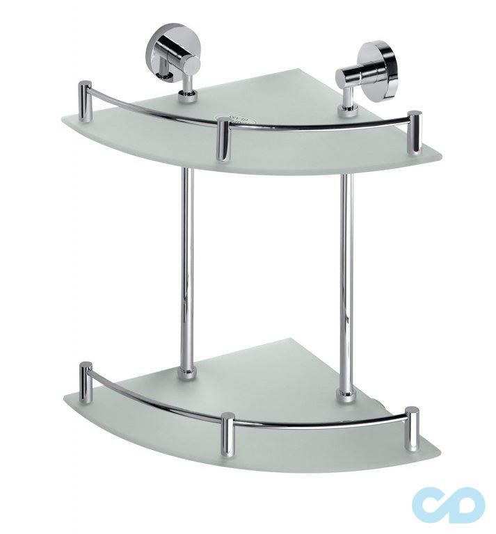 Полочка стеклянная Bemeta Omega 104202142 хром двойная угловая с бортиком