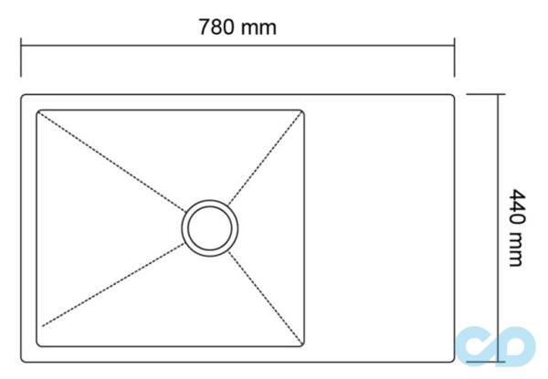 чертеж Кухонная мойка Imperial Handmade D7844BR PVD