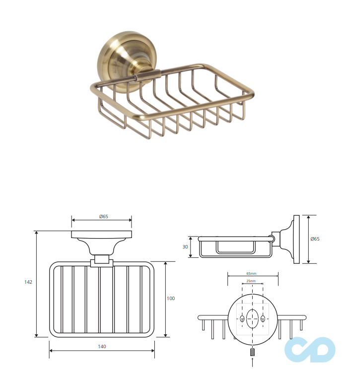 чертеж Мыльница Bemeta Retro 144108167 бронза прямоугольная
