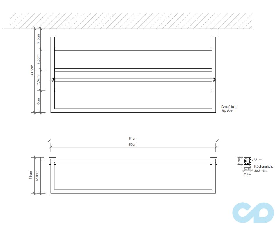 чертеж Полотенцедержатель Decor Walther CORNER CO KHT 0561300