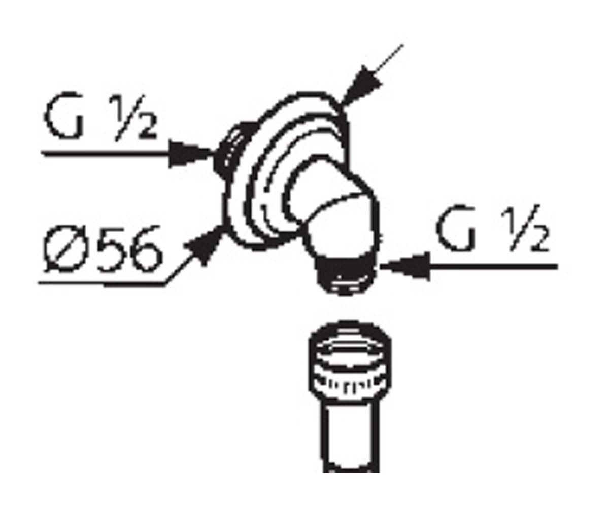 чертеж Угловое соединение для шланга Kludi Adlon 1210105-00 хром
