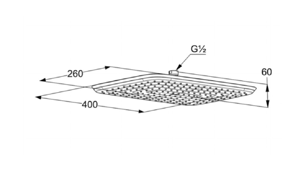 чертеж Верхний душ Kludi Freshline 6440005-00 прямоугольный хром/белый
