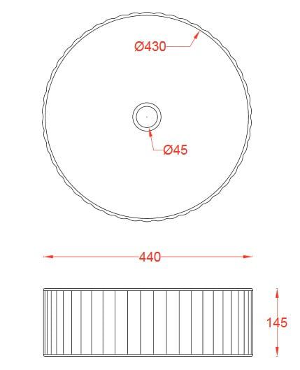 чертеж Раковина накладная Artceram Millerighe OSL010