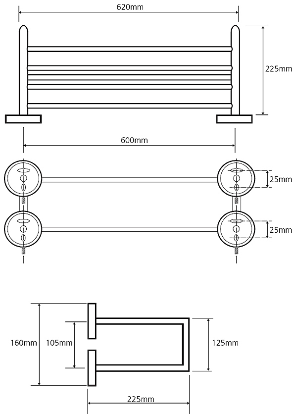 чертеж Двойная полочка для полотенец Bemeta Neo 104205105