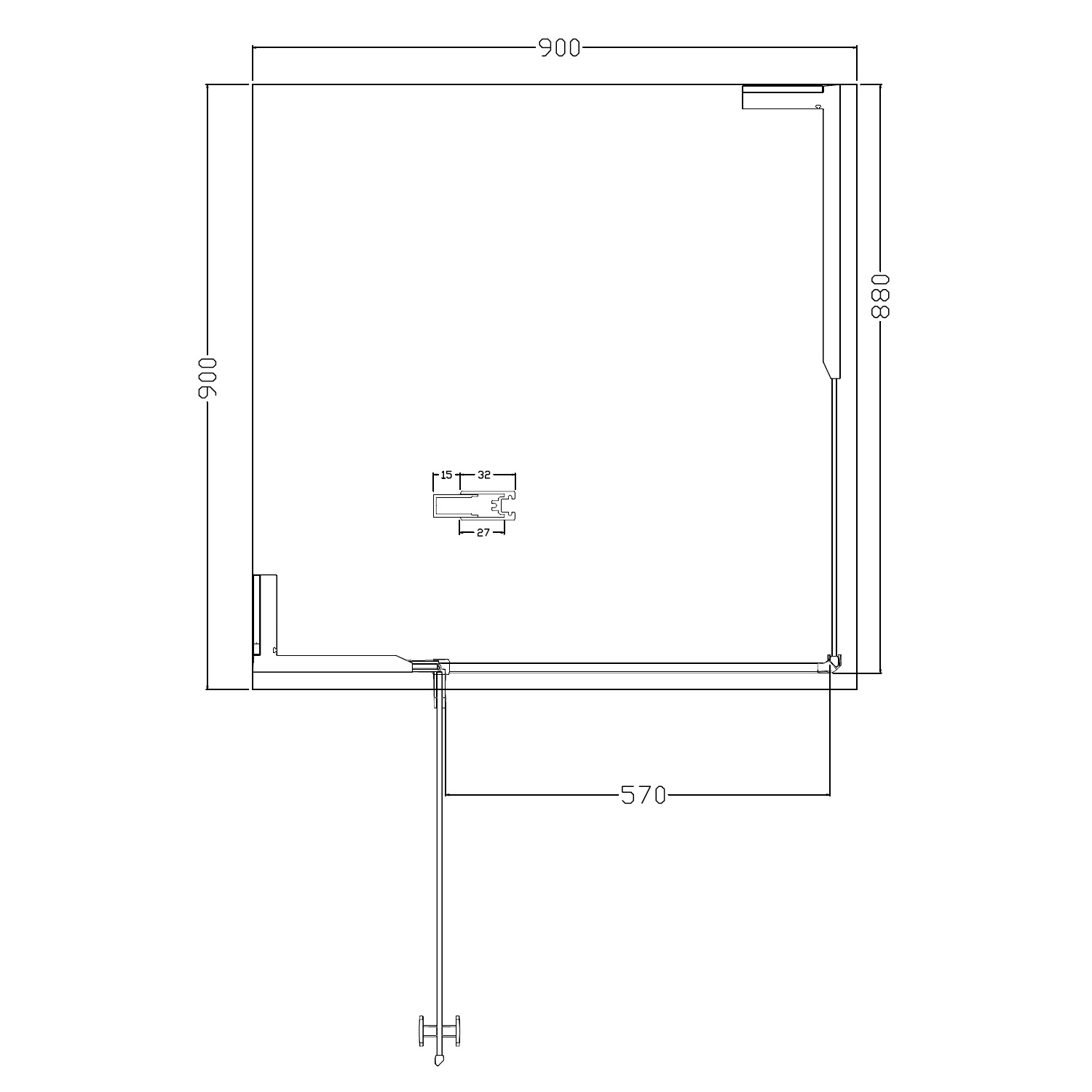 технічна схема Душова кабіна Volle Benita 10-22-905L glass