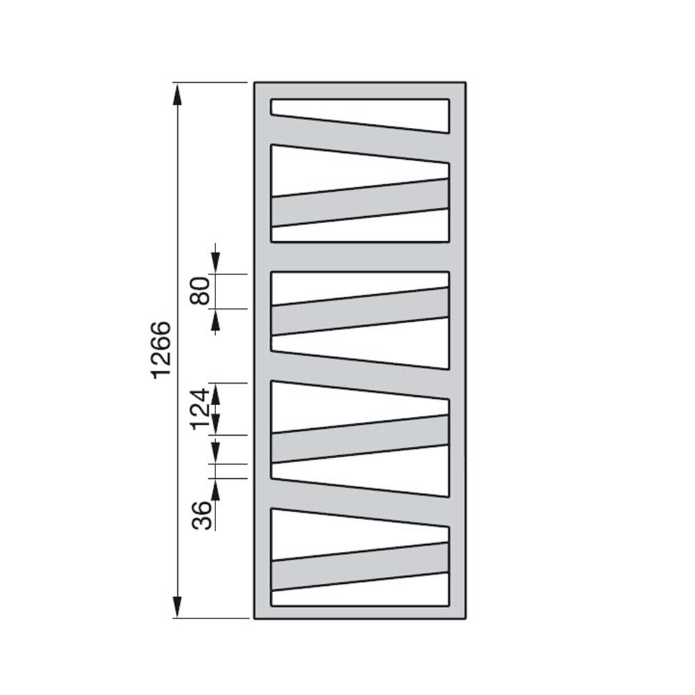 креслення Сушарка для рушників електрична Zehnder Kazeane 500 х 1266 мм RB-130-050-9016-NEX-HID