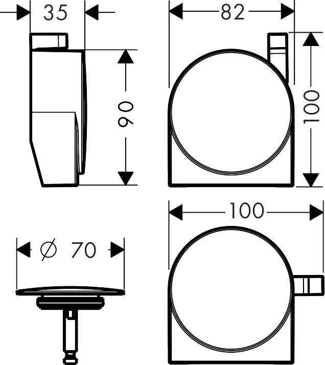 Набор скрытого монтажа для ванны Hansgrohe Metropol 32545100 чёрный матовый техническая схема 3