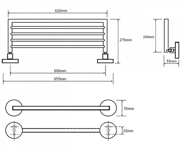 чертеж Полочка для полотенец Bemeta Omega 104205152 хром откидная