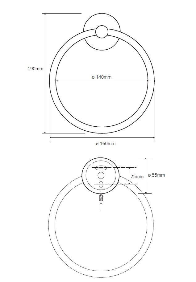 чертеж Кольцо для полотенец Bemeta Omega 104104062 хром