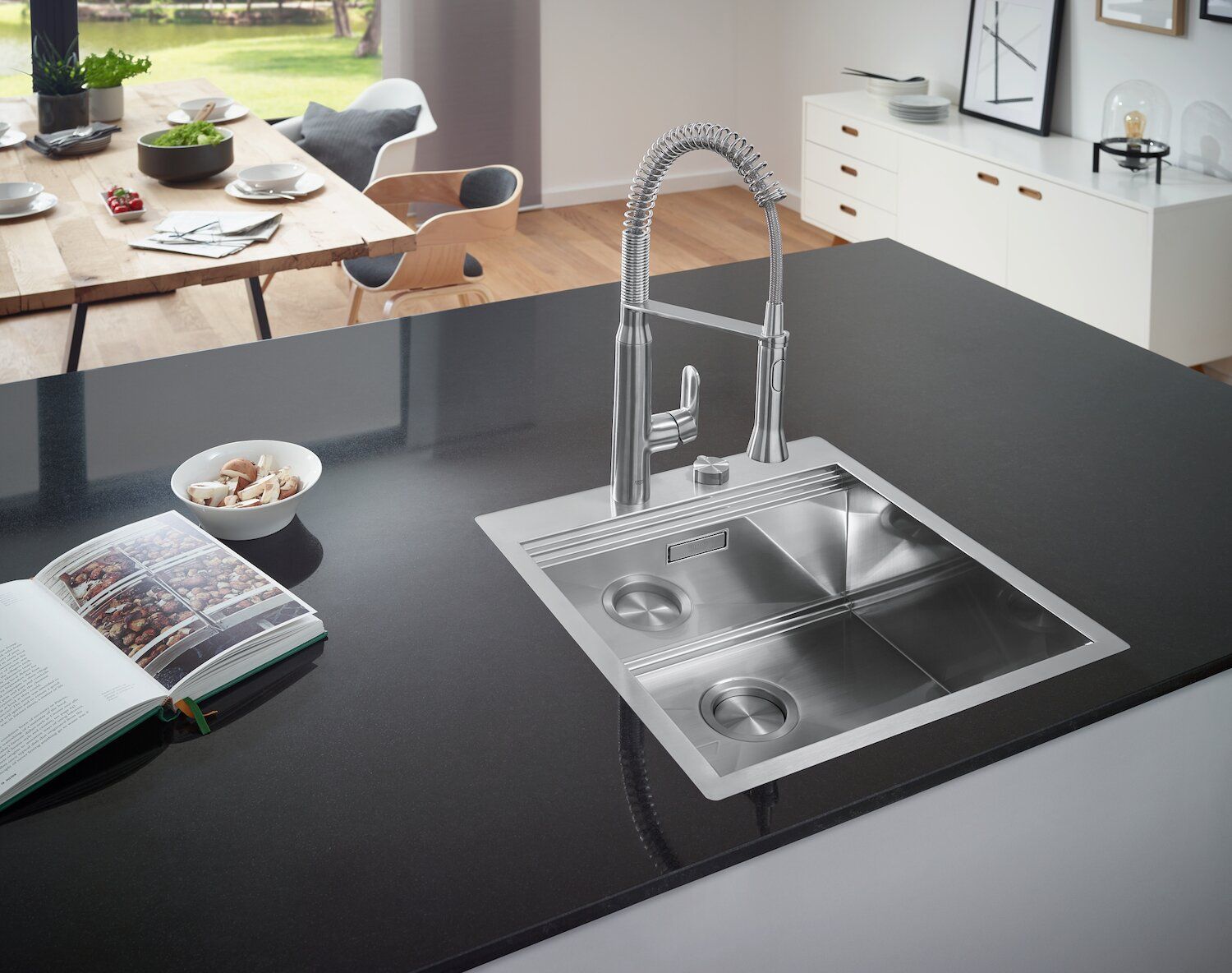 Кухонная мойка Grohe EX Sink K800 (50 cm) + кухонный смеситель Grohe EX Minta 31583SD032918000 (31583SD0 + 32918000) цена