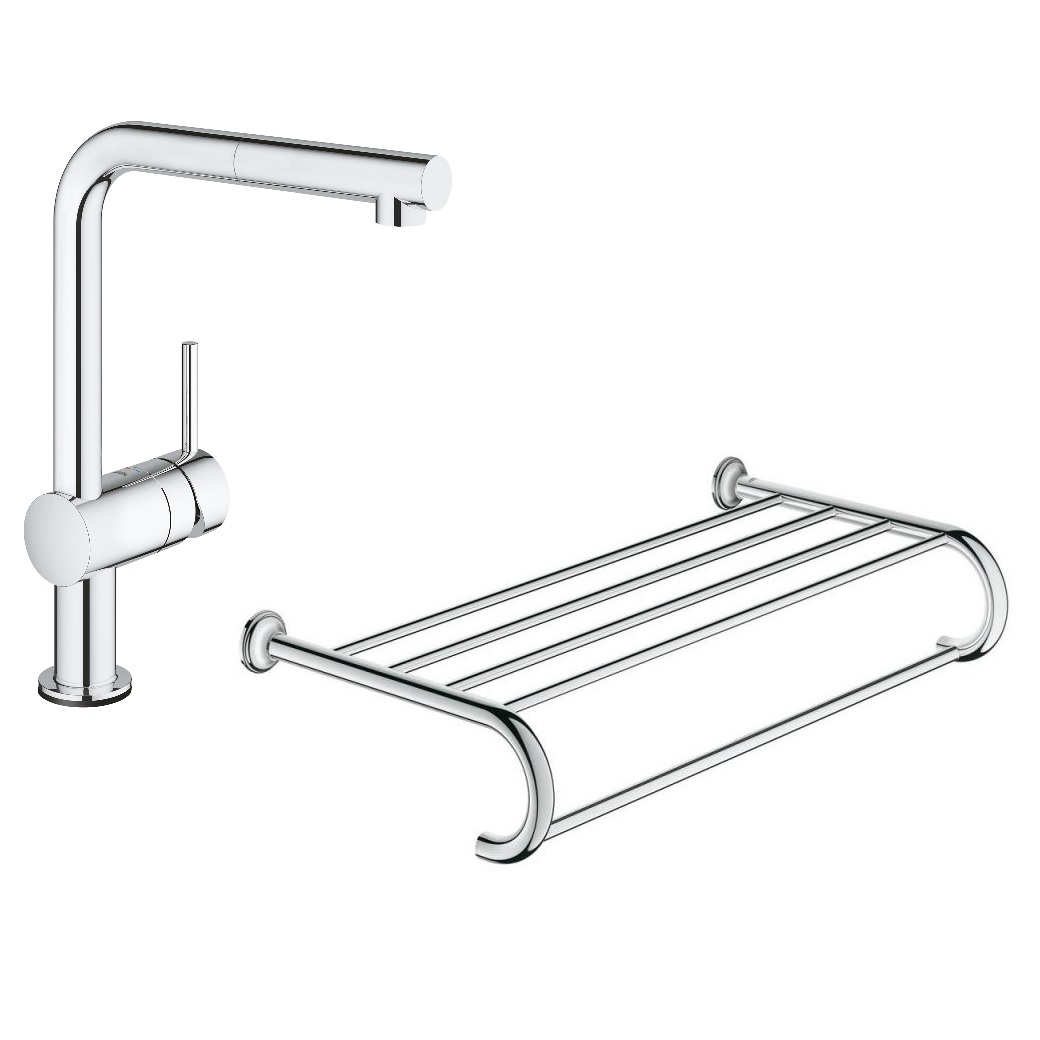 Кухонный смеситель Grohe Minta Touch + Полка для полотенец Grohe EX Essentials Authentic (31360001 + 40660000) 3136000140660000