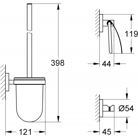 Набор для ванной Grohe Mega Bundle BauFlow 39418MB0 (39418000 + 121645 + 121624S + 40407001) техническая схема 5