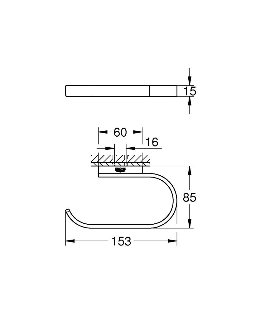 чертеж Держатель для туалетной бумаги Grohe Selection 41068000