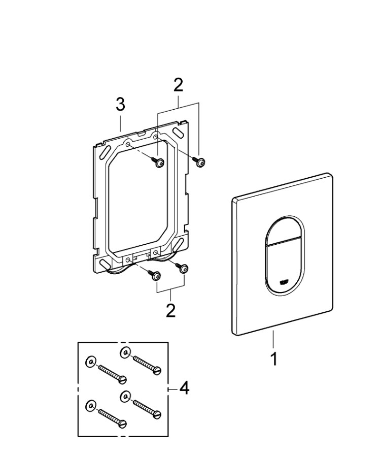 Комплект инсталляции для унитаза 4в1 Grohe Rapid SL 3884400A техническая схема 3
