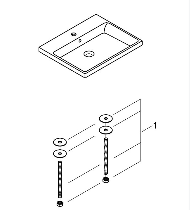 техническая схема Встраиваемая раковина Grohe Cube 3947900H 
