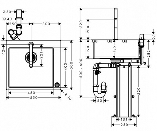 креслення Кухонний комплект Hansgrohe C71-F450-06, 43201000