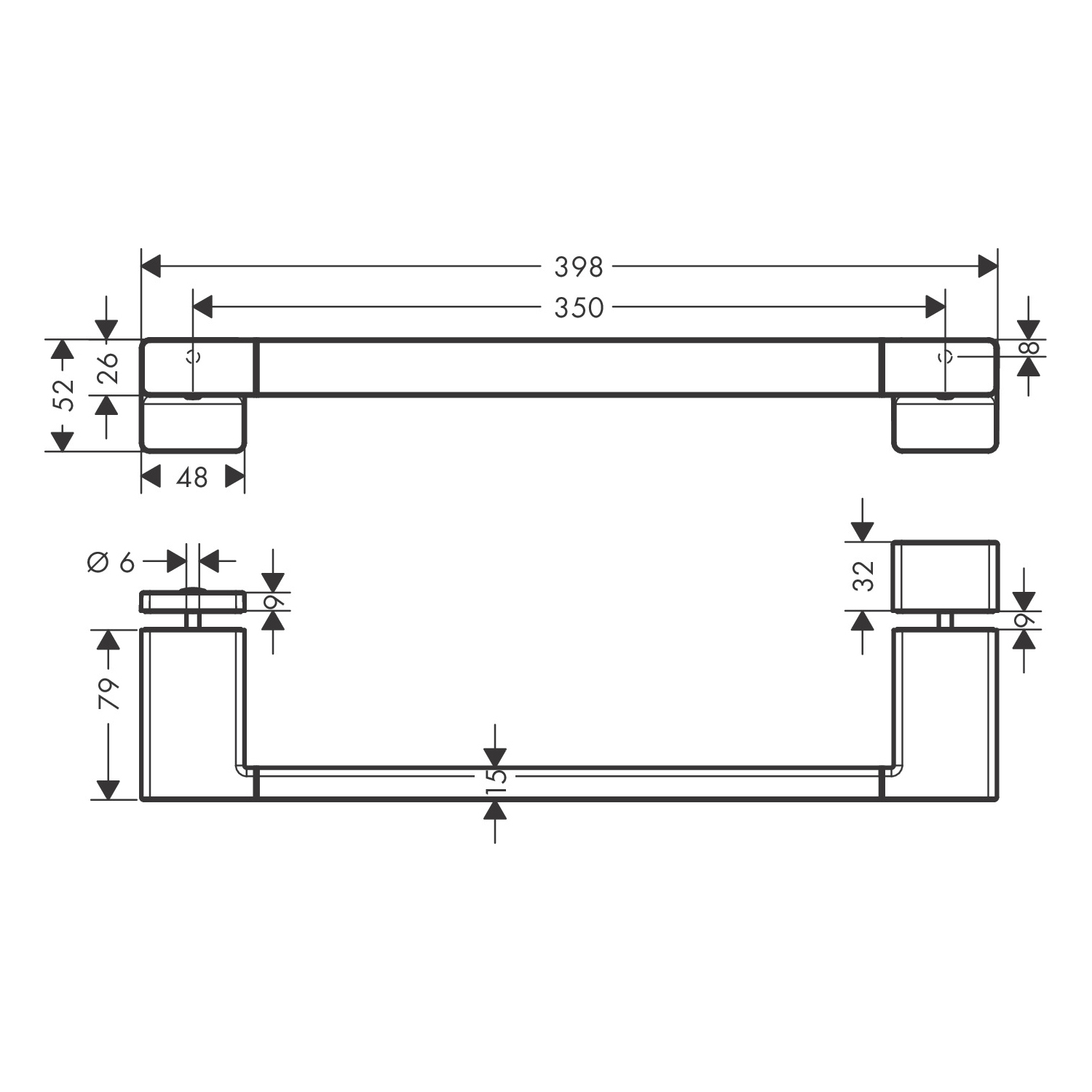 чертеж Ручка для двери в душевую hansgrohe AddStoris 41759000