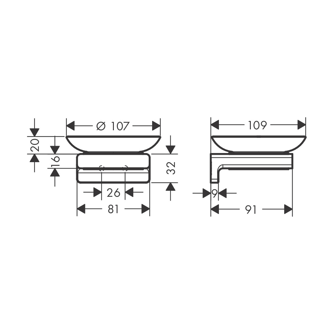 чертеж Мыльница hansgrohe AddStoris 41746000 