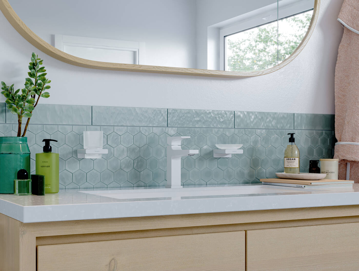 дизайн Мильниця hansgrohe AddStoris 41746700 білий матовий / скло матове