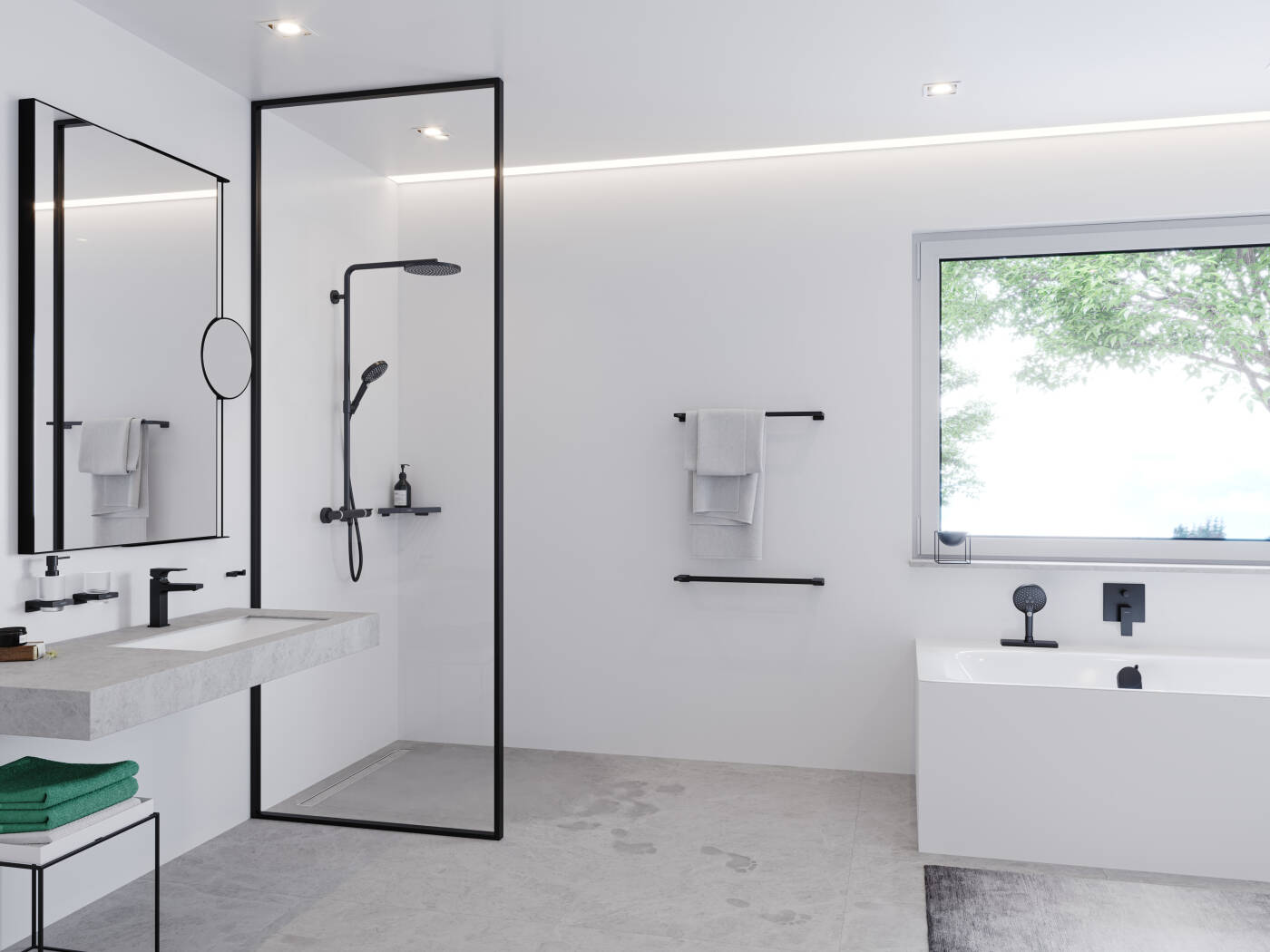 цена Зеркало косметическое Hansgrohe AddStoris 41791670 черный матовый