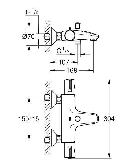 техническая схема Набор смесителей для душа Grohe BauLoop UA34550TM0