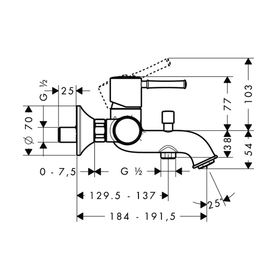 техническая схема Душевой набор Hansgrohe Talis Classic 141400S1