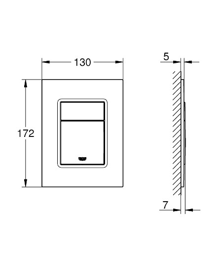 чертеж Панель смыва для скрытого бачка Grohe Skate Cosmopolitan  37535000