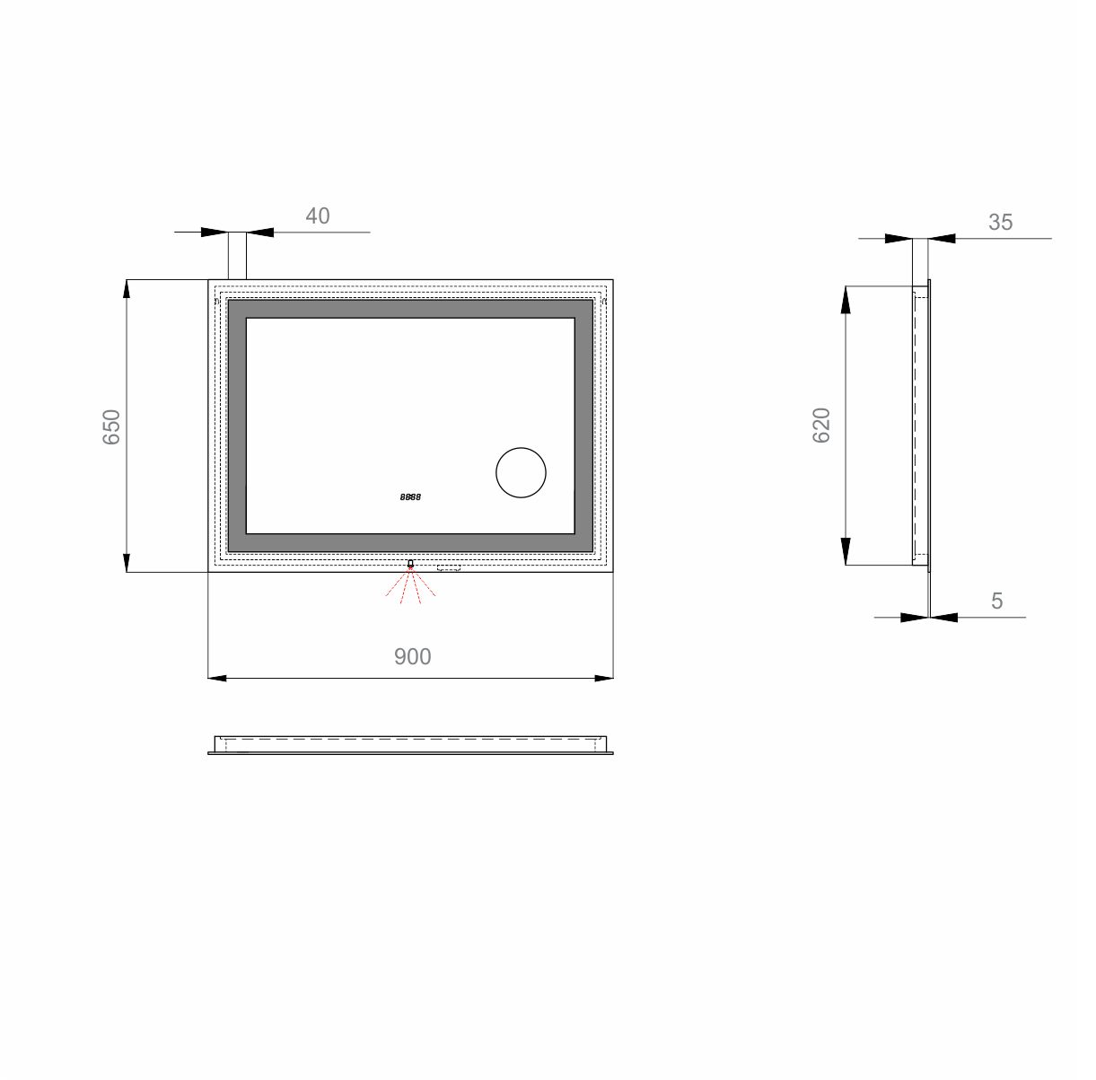 креслення Дзеркало Sanwerk Lava Mega 90x65 ZU0000137