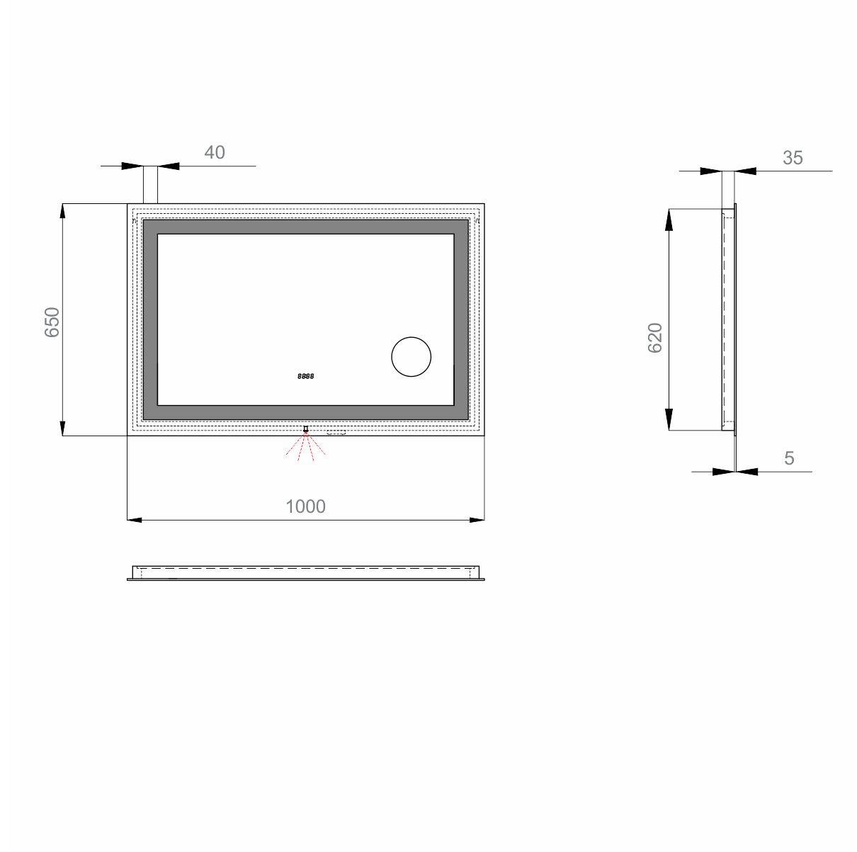 креслення Дзеркало Sanwerk Lava Mega 100x65 ZU0000139