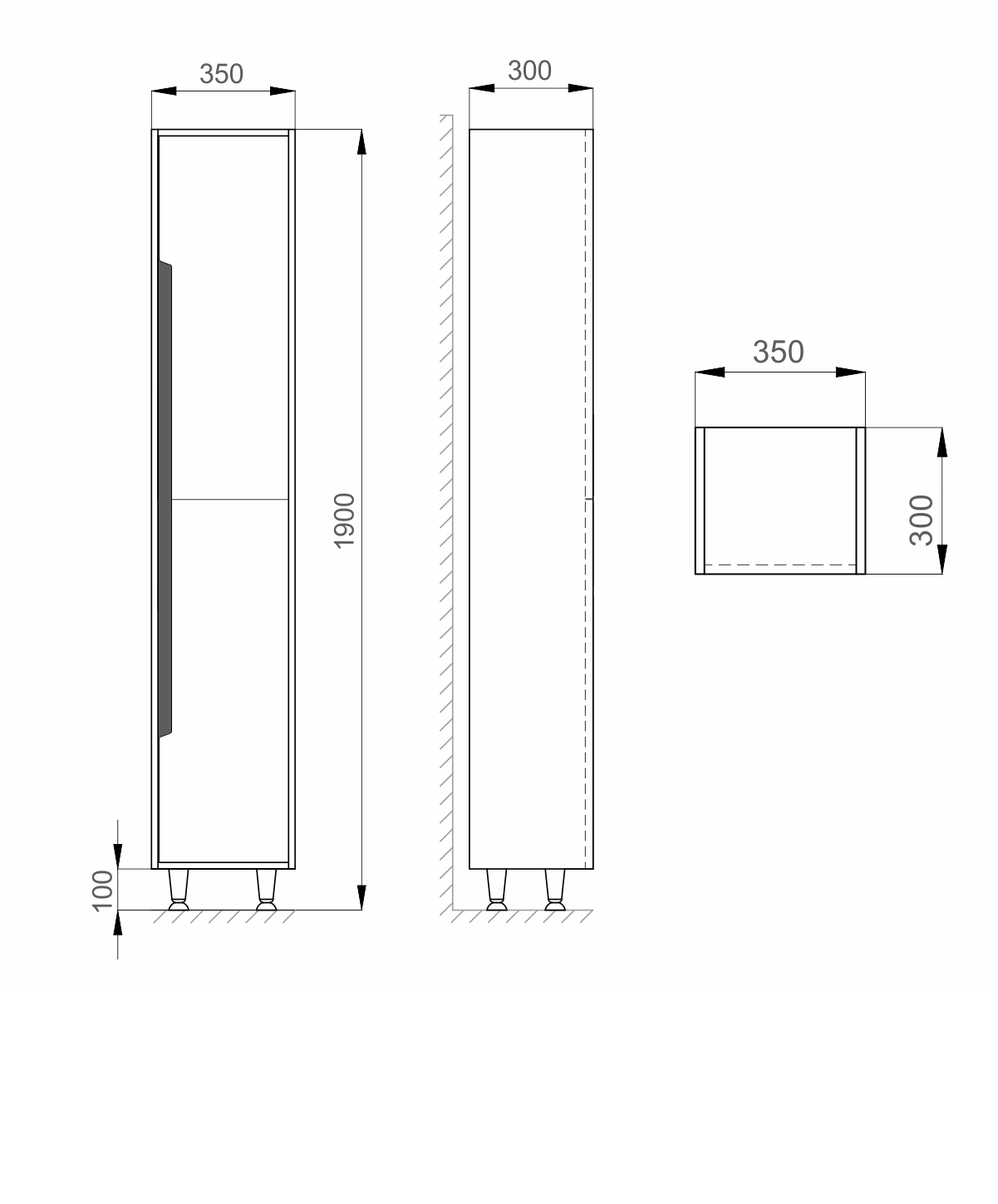 креслення Пенал Sanwerk Greta підлоговий правобічний білий 35 см MV0000304