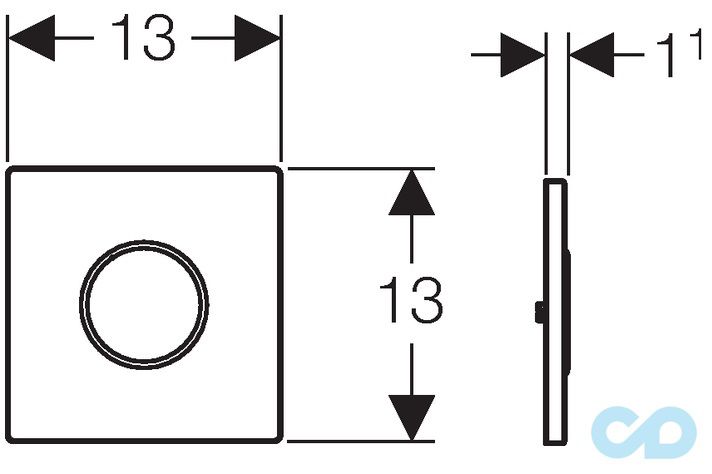 технічна схема Клавіша змиву для пісуара Geberit Sigma10 116.025.SN.1