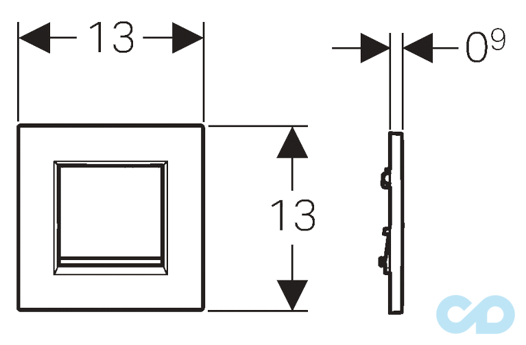 технічна схема Кнопка змиву для пісуара Geberit Sigma30 116.017.KH.1