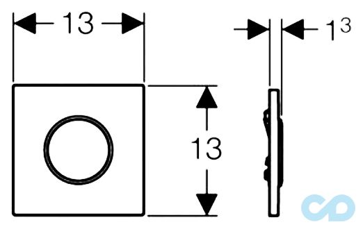 технічна схема Кнопка змиву для пісуара Geberit Sigma10 116.015.KJ.1