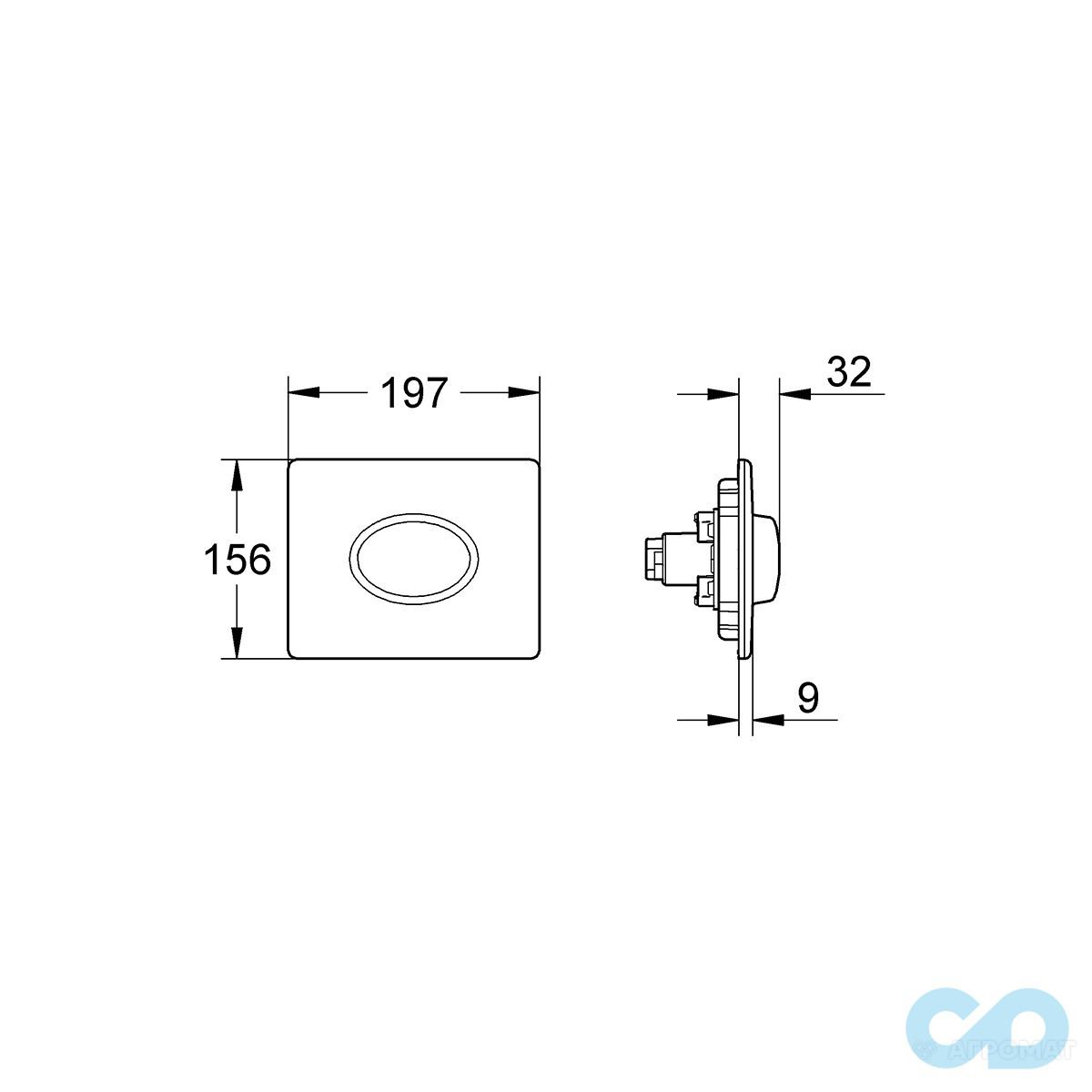 техническая схема Клавиша смыва Grohe Skate Air 38565SH0