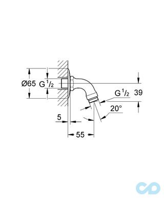 техническая схема Душевой кронштейн Grohe Relexa 28429000